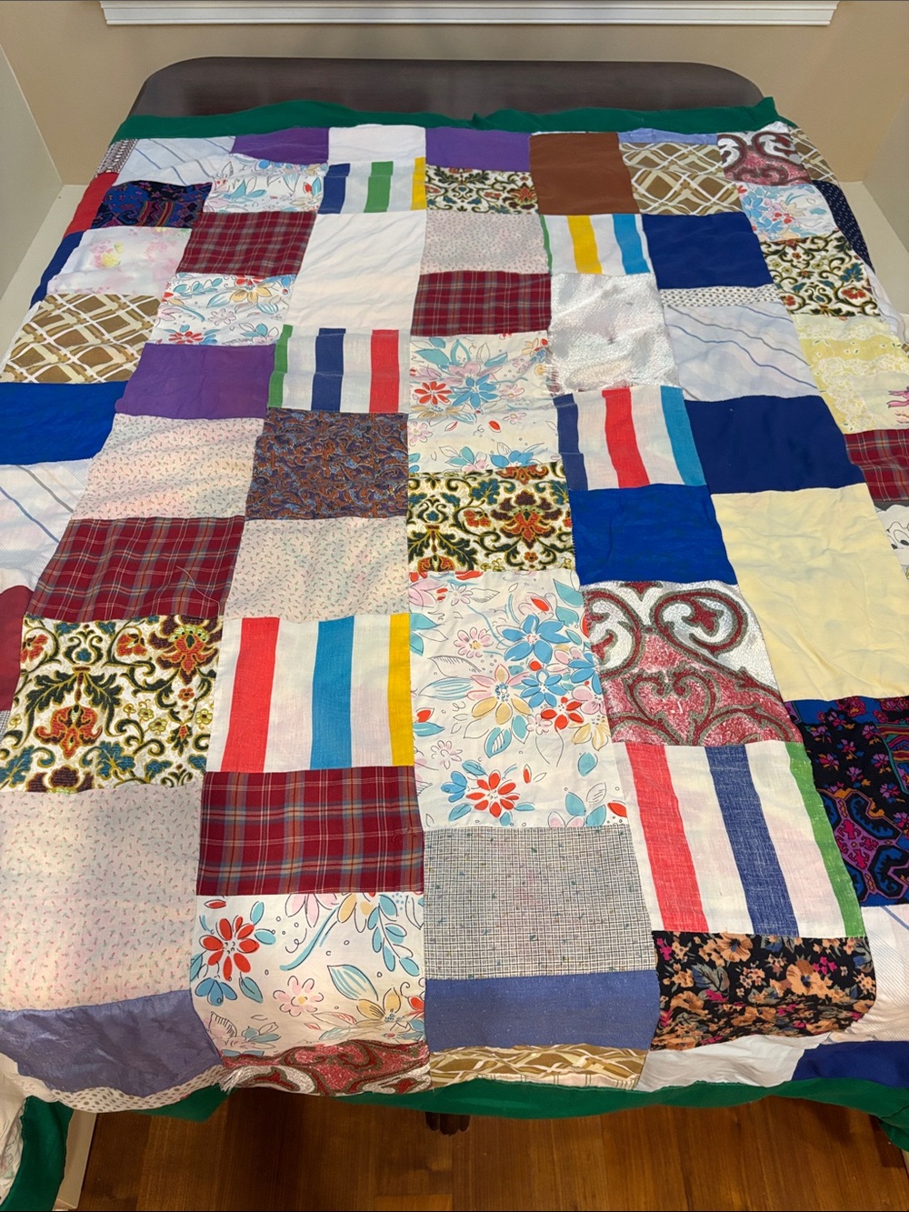 Hand Crafted Multicolor Patchwork Quilt - Floral,Mickey mouse & Plaid Squares